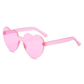 Pink rimless heart-shaped sunglasses with translucent PC frame for women fashion - C09 Pink