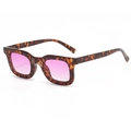 Lunettes de soleil carrées rétro écaille de tortue avec verres dégradés roses pour femmes - Écaille Verres Roses Dégradés (C08)
