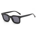 Classic small frame black rectangular sunglasses with dark lenses for men and women - Black (C01)