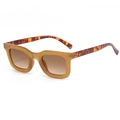 Lunettes de soleil carrées en écaille avec monture ambre et verres dégradés marron - Monture Thé Gelée Branche Écaille (C07)