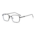 Lunettes de soleil rétro en métal noir avec verres réfléchissants bleus de forme carrée - Noir/Blanc