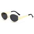 Petites lunettes de soleil ovales rétro avec monture dorée et verres noirs foncés - Monture Dorée Verres Gris Plénière