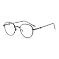 Classic small oval metal sunglasses with matte black frame and blue light blocking lenses - Black Frame Clear Lens