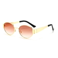 Lunettes de soleil ovales en métal doré avec verres dégradés orange et monture vintage - Monture Dorée Verres Dégradés Thé