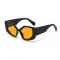 Fashionable black polygon sunglasses with translucent orange lenses for a retro look - Black Frame Orange Lenses