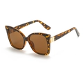 Classic oversized square tortoiseshell sunglasses with brown lenses and gold hardware details - Leopard Print