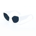 Fashionable polygon sunglasses with bold white geometric frames and dark lenses - White Frame Gray