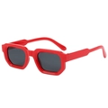 Lunettes de soleil carrées rétro avec monture rouge brillant et verres gris foncé - Monture Rouge Verres Gris (C05)