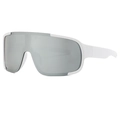 White frame sports sunglasses with silver mirrored lens for outdoor cycling and skiing - White Frame Silver Mirror Lenses