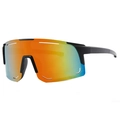 Outdoor cycling sunglasses with black frame and orange-blue gradient protective lenses - Matte Black/Red Mirror