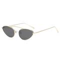 Occhiali da sole retro punk ovali con montatura dorata e struttura a doppio ponte - Montatura Oro Lente Grigia