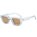 Lunettes de soleil rétro carrées avec monture bleu clair transparente et verres marron - Monture Bleu Transparent Verres Thé (C07)
