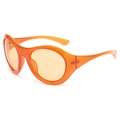 Oversized retro oval sunglasses in translucent orange frames for women and men - Orange