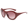 Oversized retro oval sunglasses for women in dark wine red with gradient lenses - Burgundy