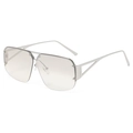 Occhiali da sole quadrati oversize con montatura in metallo argento e lenti sfumate - Montatura Argento Lente Grigio Chiaro