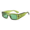 Translucent dark green rectangular sunglasses with gold metal temple accents - C03 Transparent Green