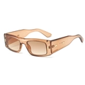 Retro rectangular sunglasses with amber leopard print frames and golden metal accents - C04 Translucent Tea