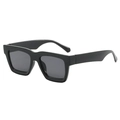 Classic black square sunglasses with wide temples and retro dark grey lenses - Black Frame Grey Lens