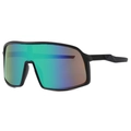 Black matte cycling sunglasses with green-blue-orange gradient mirrored lens - Matte Black / Green Mercury Colorful (C05)