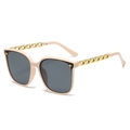 Chic beige oversized sunglasses with golden chain temples and grey tinted lenses - Milk White