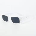 Lunettes de soleil carrées blanches avec rivets dorés et verres polarisés gris foncé - C07 Blanc Gris