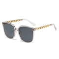 Occhiali da sole oversize grigi traslucidi con stanghette a catena in metallo dorato - Grigio Trasparente