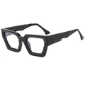 Klassische schwarze quadratische Sonnenbrille mit dicken geometrischen Bügeln im Glanzfinish - Schwarzer Rahmen Klare Gläser