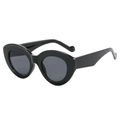 Vintage-Sonnenbrille mit schwarzem ovalem Rahmen und dunklen Gläsern für Damen und Herren - Dunkelgrau