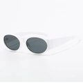 Classic white oval sunglasses with dark lenses featuring a vintage minimalist design - Off-White Grey