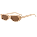 Oval tea-colored semi-transparent retro sunglasses with brown lenses for a stylish look - Jelly Tea