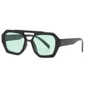 Lunettes aviateur géométriques noires avec verres vert clair et double pont - Monture Noire Verres Verts