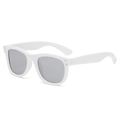 Retro übergroße quadratische Sonnenbrille mit weißem Rahmen und grauen Gläsern - Weißer Rahmen Silberne Verspiegelte Gläser