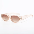 Lunettes de soleil ovales avec monture rose pêche et verres marron dégradés - Thé Clair