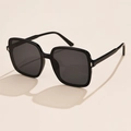 Classic black square oversized sunglasses with UV protection for men and women - Dark Grey