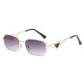Occhiali da sole retrò con piccola montura in metallo dorato e lenti ottagonali sfumate viola - Oro Sfumato Grigio