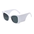 Fashion wide temple sunglasses in white frame with dark grey polarized lenses - White Frame Dark Grey Lens