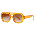 Vintage double bridge aviator sunglasses with amber tortoiseshell frames and brown lenses - Orange Pattern Gradient Brown