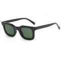 Classic small frame square sunglasses with black acetate frame and dark green lenses - Black Frame Green Lens (C02)