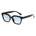 Chic small square sunglasses with black frames and gradient blue ocean lenses for women - Black Frame Gradient Blue Lens