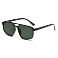 Modern oversized aviator sunglasses with black frame and double bridge design on white background - C04 Black Frame Green