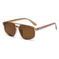 Occhiali da sole aviatore oversize retrò con montatura marrone trasparente a doppio ponte - C05 Marrone Scuro