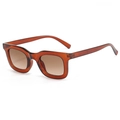 Retro amber square frame sunglasses with dark tea gradient lenses and resin finish - Tea (C04)