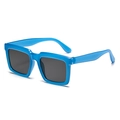 Lunettes de soleil carrées bleues surdimensionnées avec verres foncés pour femme élégante - Bleu