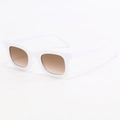 Lunettes de soleil rétro à monture carrée blanche épaisse avec verres dégradés chic - Monture Blanche Verres Thé Dégradés (C05)