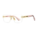 Gafas de sol sin montura de gran tamaño con lentes rosas y varillas doradas - Té Oro Blanco Plano (C01)