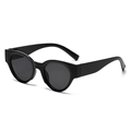 Retro black thick frame sunglasses with dark grey lenses in a 45-degree stylish view - Black