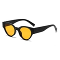 Retro small frame cat-eye sunglasses with black frame and bright yellow lenses - Black Frame Orange Lens