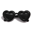 Stylish thick-framed heart sunglasses in glossy black resin with dark lenses - Black (C01)