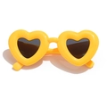 Cute heart-shaped sunglasses with thick yellow frames and dark grey lenses for women - Yellow (C04)