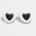 White heart shaped thick frame sunglasses with dark UV protection lenses for women - White (C02)
